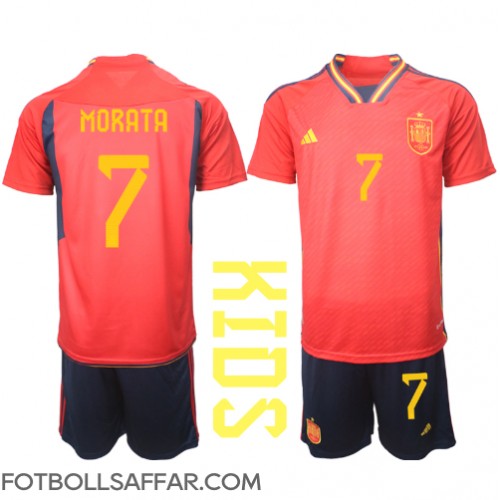 Spanien Alvaro Morata #7 Hemmadräkt Barn VM 2022 Kortärmad (+ Korta byxor)